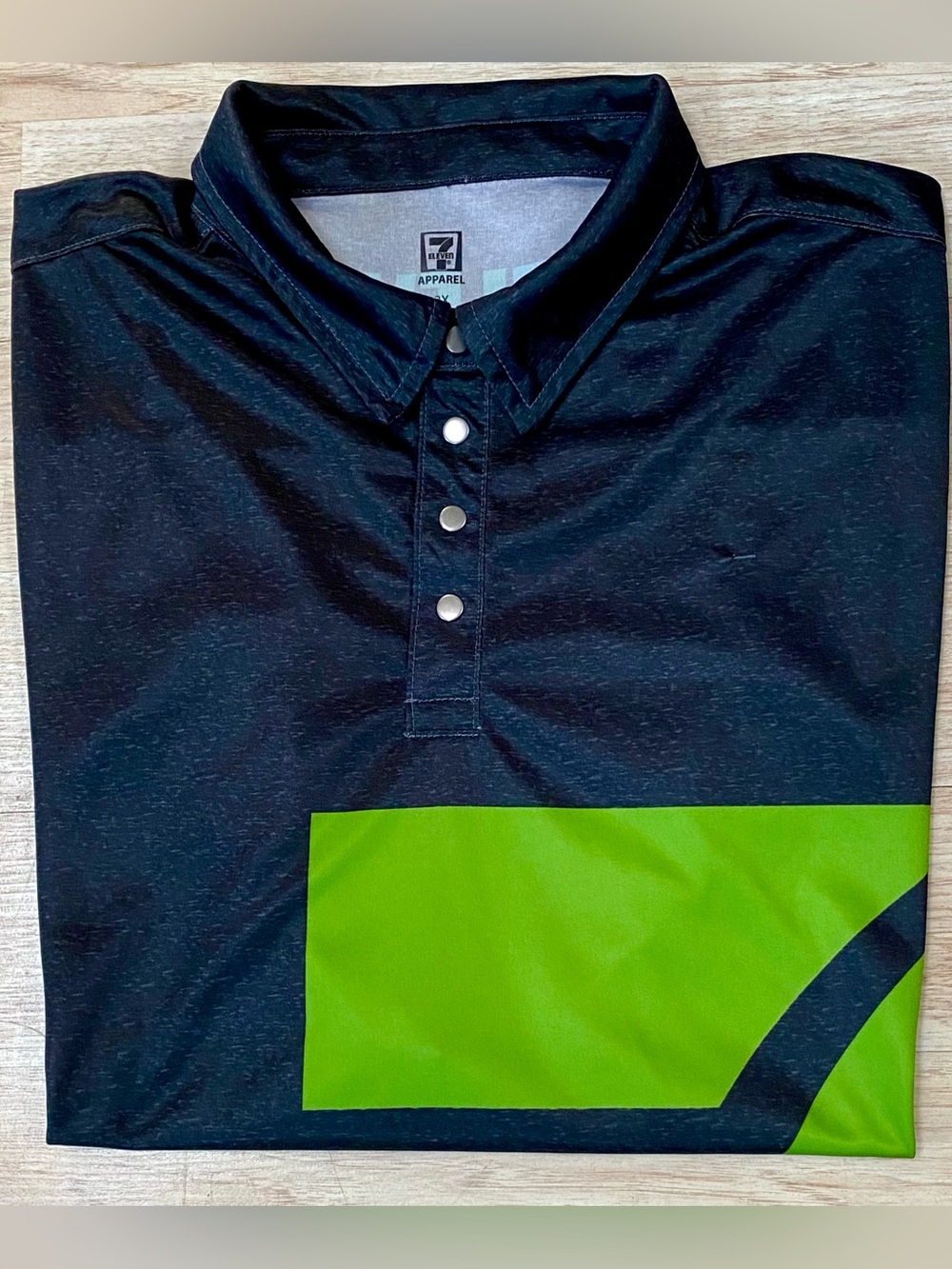 7-ELEVEN 7-11 Polo Men’s 2XL Dark Grey / Green Employee Uniform Snap Button Top